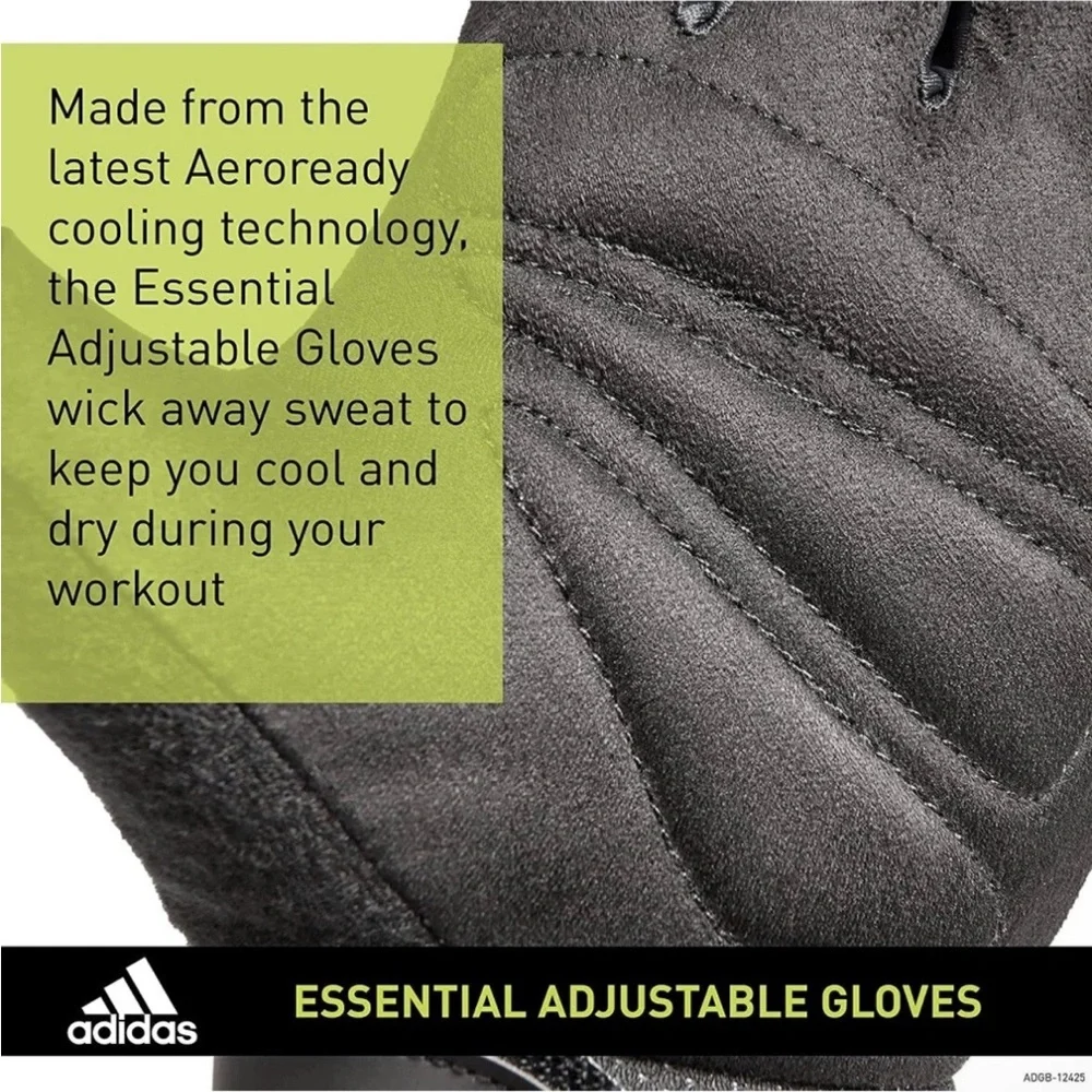 NWT Adidas Aeroready Adjustable Essential Gloves Black & Pink Training Gloves
